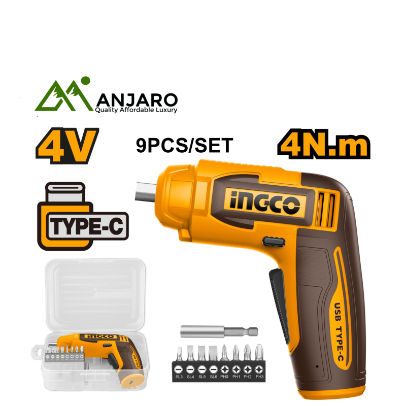 Ingco Cordless 4V Screwdriver 9pcs Set CSDLI0458