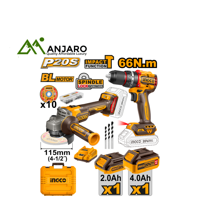 Ingco Cordless 2 Pcs Combo Kit CKLI20273