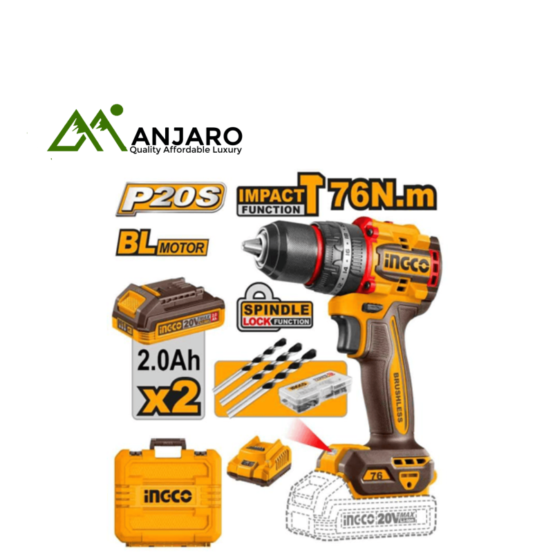Ingco 20V Compact Brushless Cordless Impact Drill  CIDLI20768