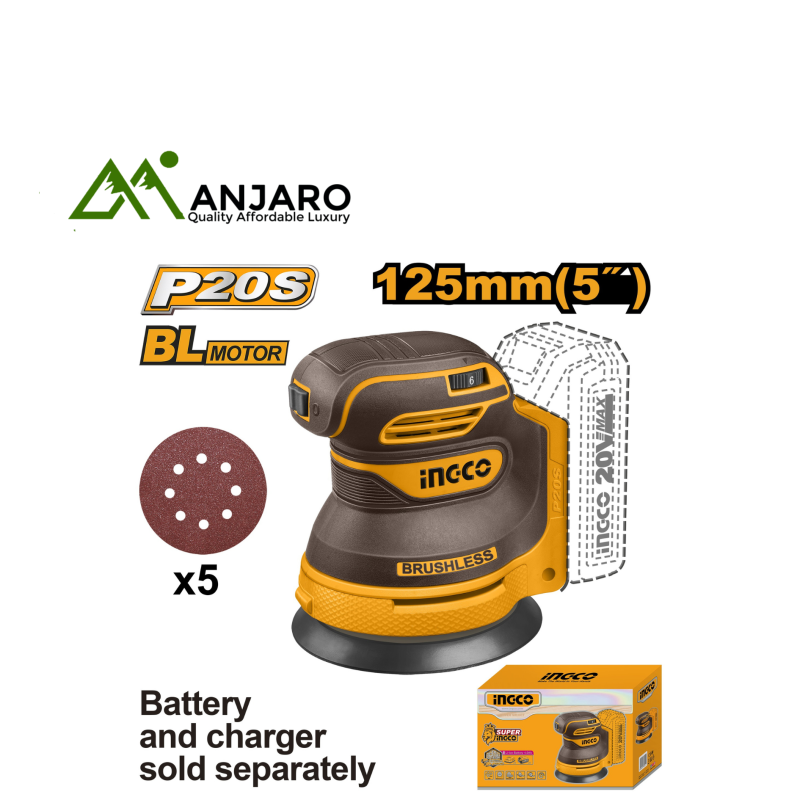 Ingco Cordless 20V Random Orbit Sander CROSLI2002
