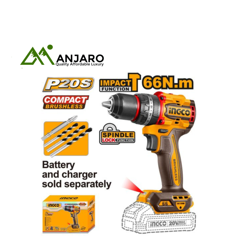 Ingco 20V Compact Brushless Cordless Drill CDLI206681