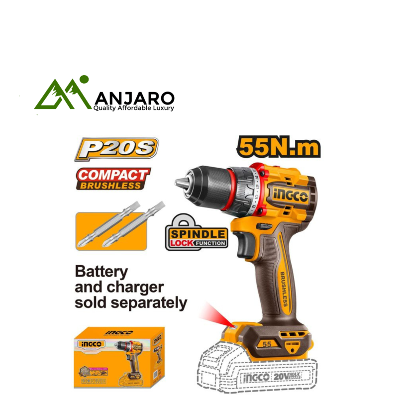 Ingco 20V Compact Brushless Cordless Drill CDLI205581