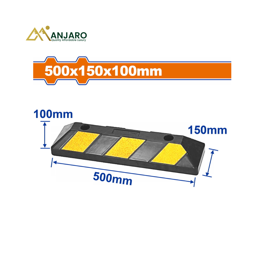Wadfow Parking Blocks – Heavy Duty Rubber Wheel Stopper 500×150×100mm – Car Stop Barrier WYJ5A15