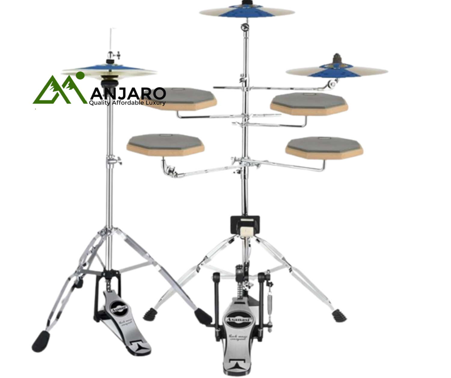 Dumb Drum Kit – 5-Piece Rubber Mute Practice Set with 3 Cymbals