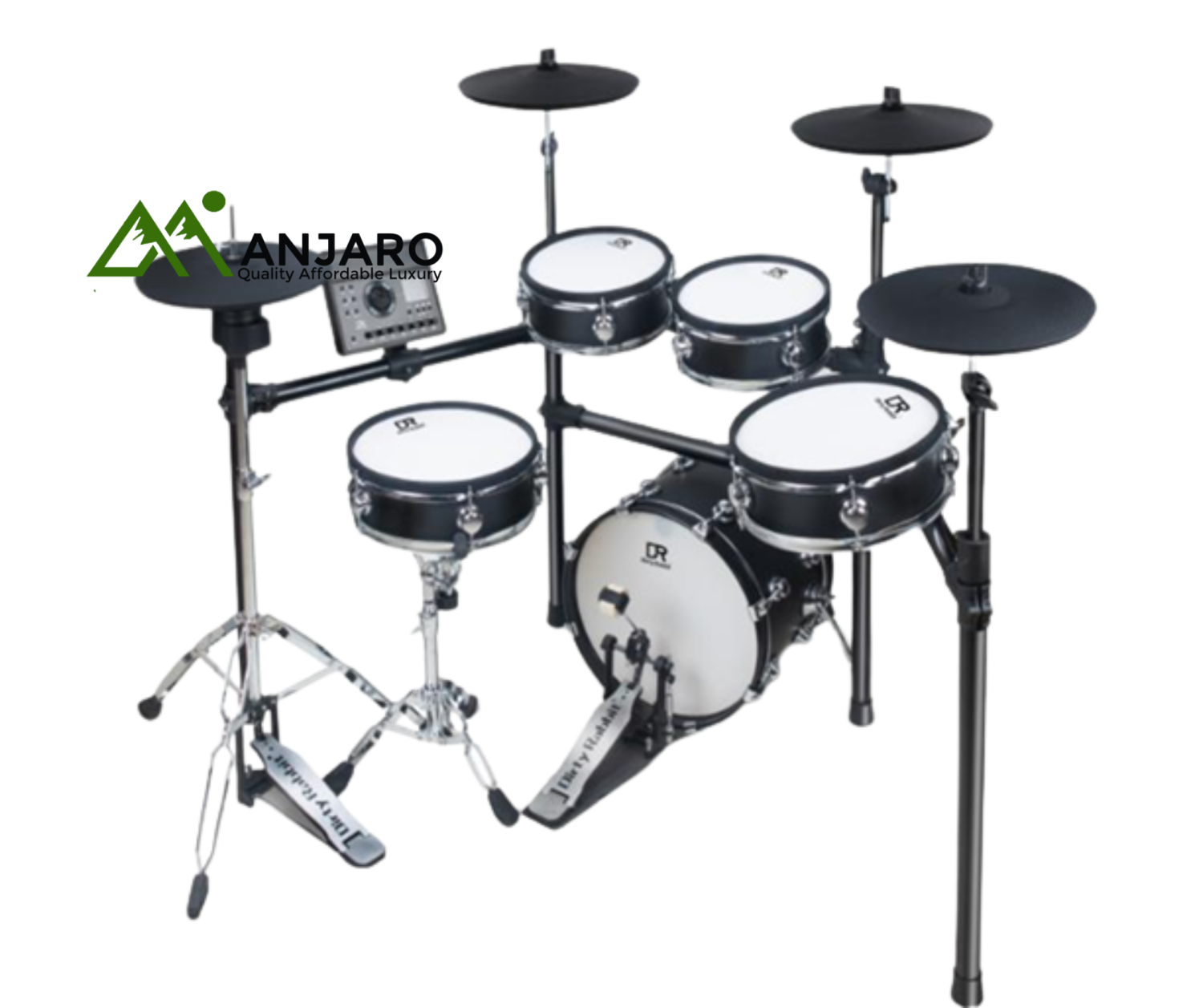 DR-E6 Electric Drum Set – 5-Piece Kit with Double Mesh Heads, Wood Shells & Bluetooth Audio