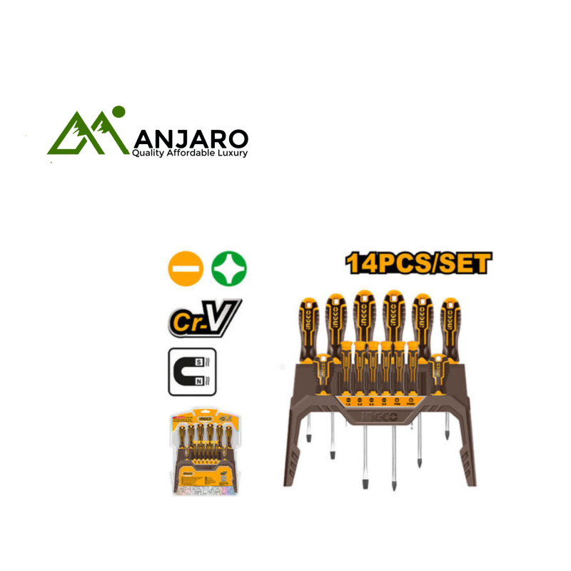 HKSD1428 14 Pcs Screwdriver & Precision Set – CR-V Steel Blades, Ergonomic Handle & Magnetic Tips