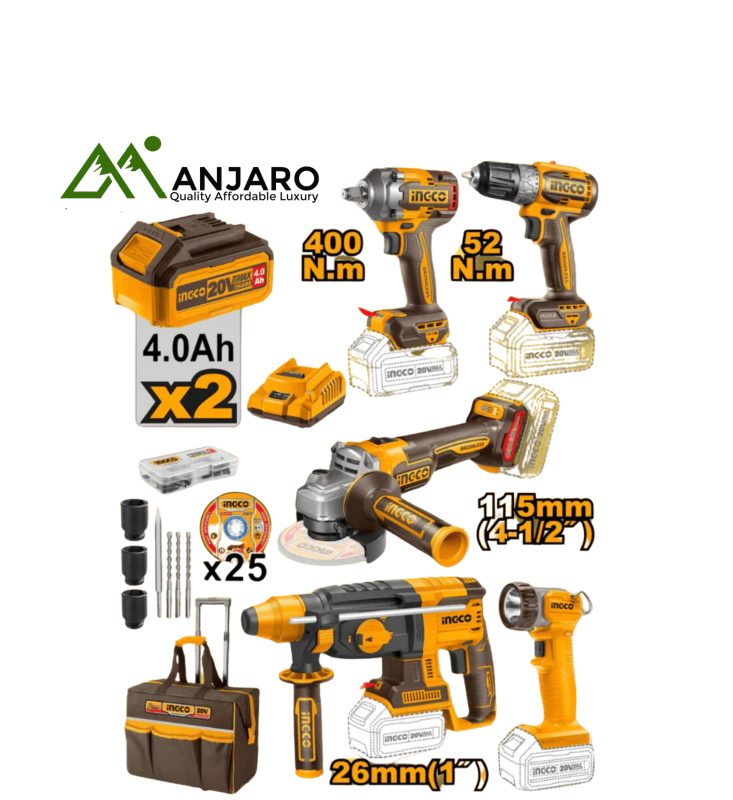 Ingco CKLI2058 5 Pcs Cordlessindustrial combo kit