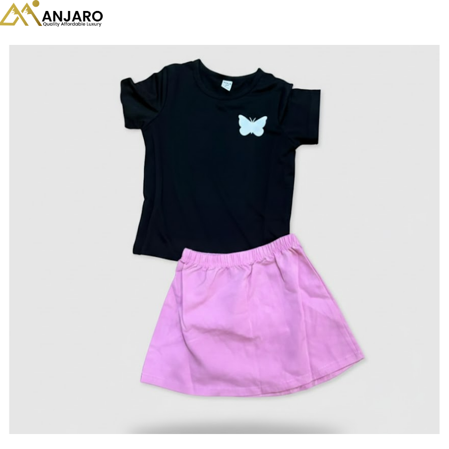 Girls Butterfly Skirt Set – Sizes 3/4/5