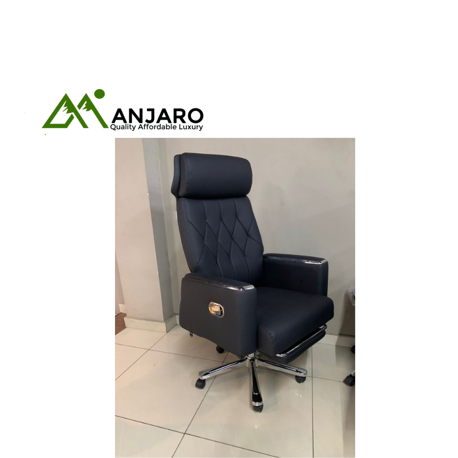 Apex Prestige High-Back Executive Office Chair - Black Diamond-Stitched Leatherette for Ultimate Comfort