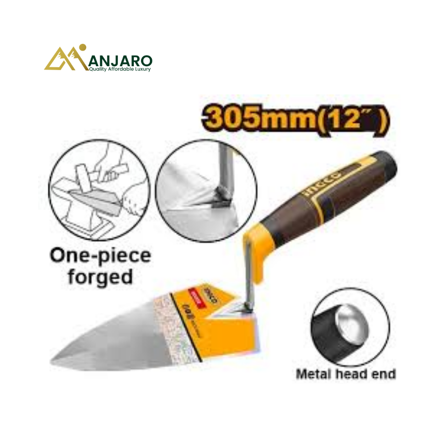 INGCO HBT912 Bricklaying Trowel – 12" Professional Forged Steel Masonry Tool