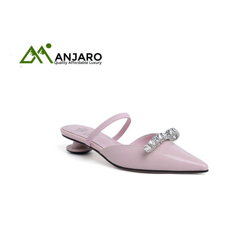 Baotou Rhinestone Pointed High Heel Slippers – 6cm Bridal Sandals for Women