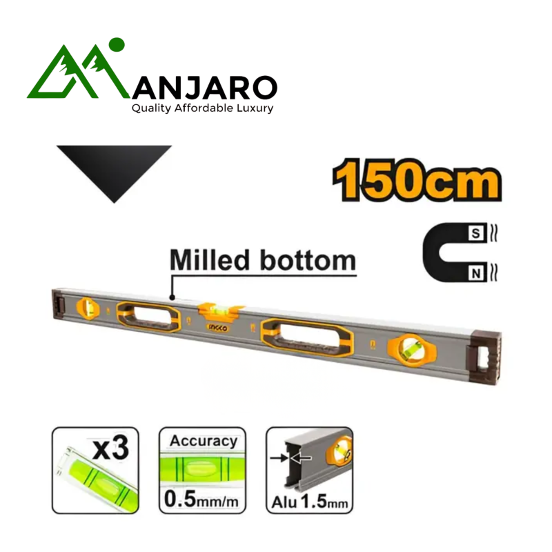 HSL38150M Spirit Level with Powerful Magnets - 150cm | Precision Measuring Tool | Manjaro, Accra, Ghana