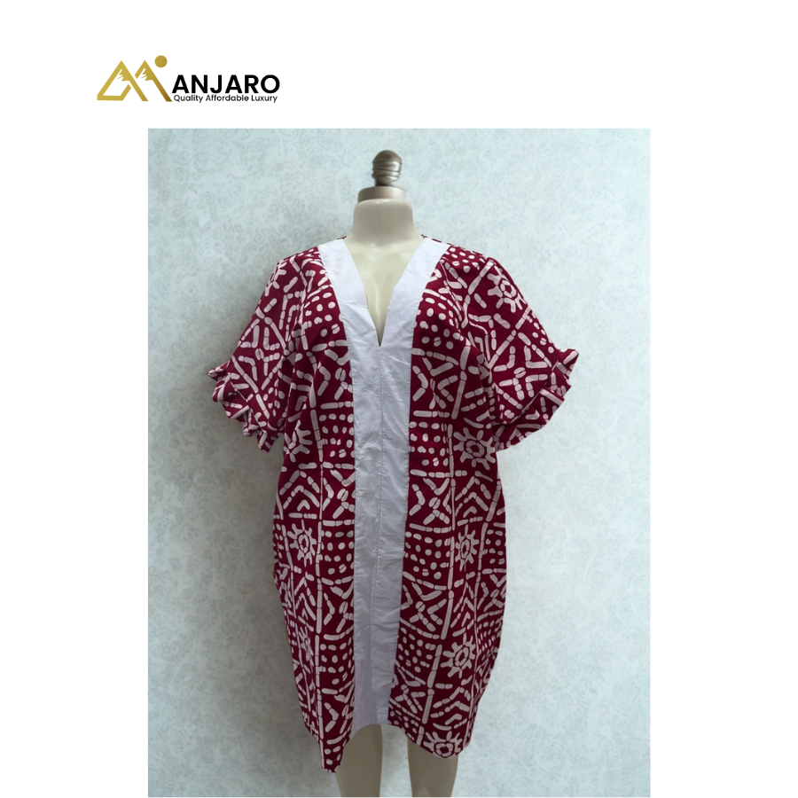 Crimson Solar Batìk Short Bubu – Arctic White Placket Edition