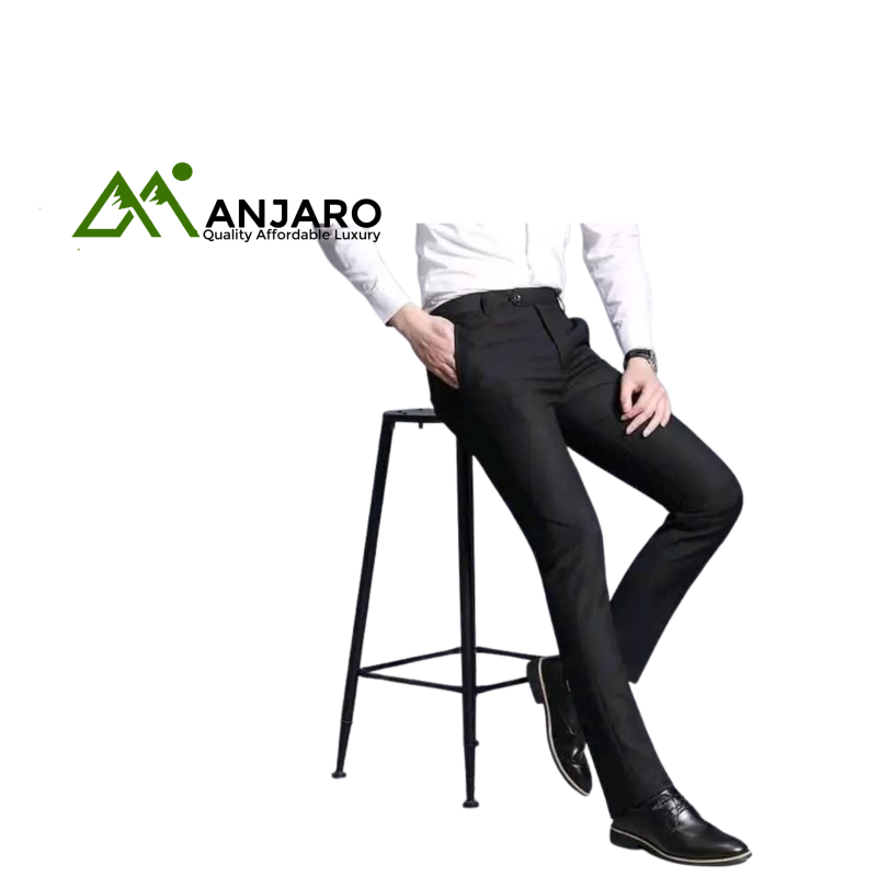 Men’s Slim-Fit Stretch Black Formal Trousers – Tailored Confidence & Timeless Appeal