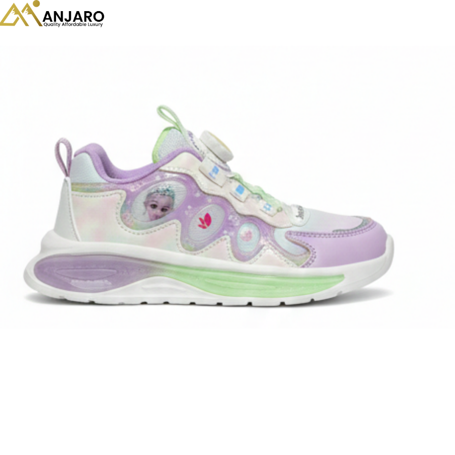 Kids' Lavender Heart-Accented Dial-Lace Sneakers