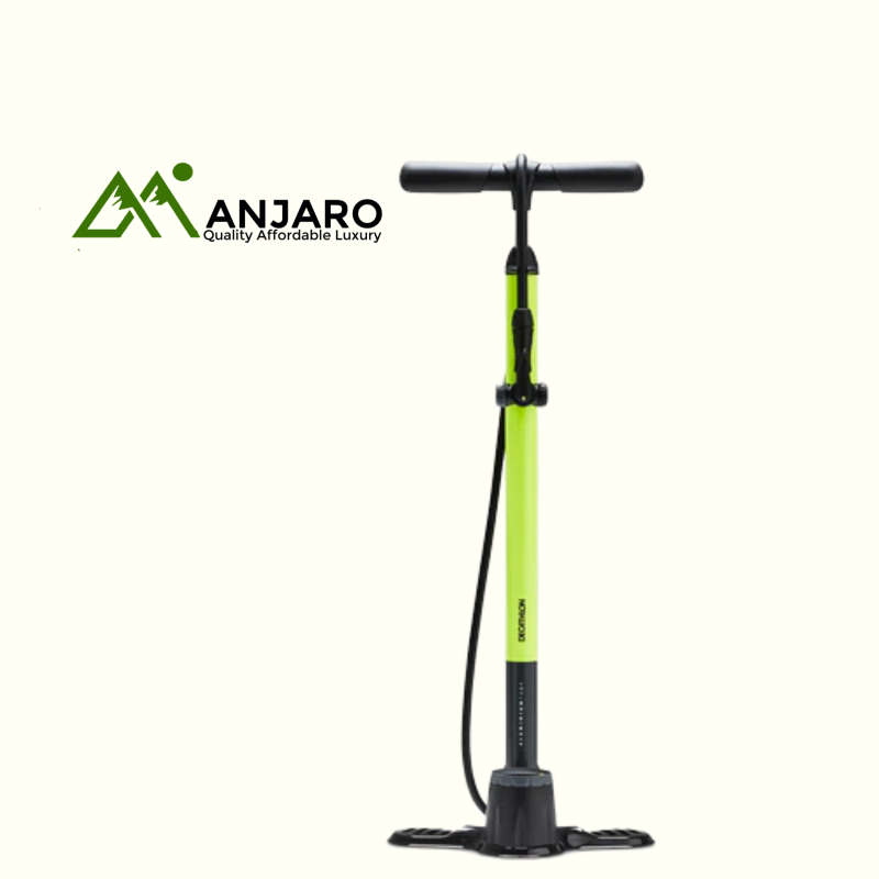 Bike Floor Pump 900 – Neon Yellow | High-Pressure Aluminium Pump with Gauge