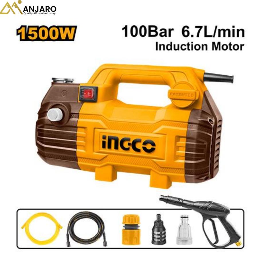 INGCO High Pressure Washer – 1500W, 100Bar HPWR15028