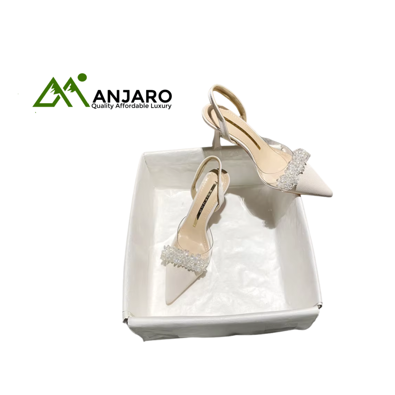 Closed Point Toe Transparent Clear Crystal Rhinestone Heels – 6.5cm Thin Heel Slingback Bridal Shoes