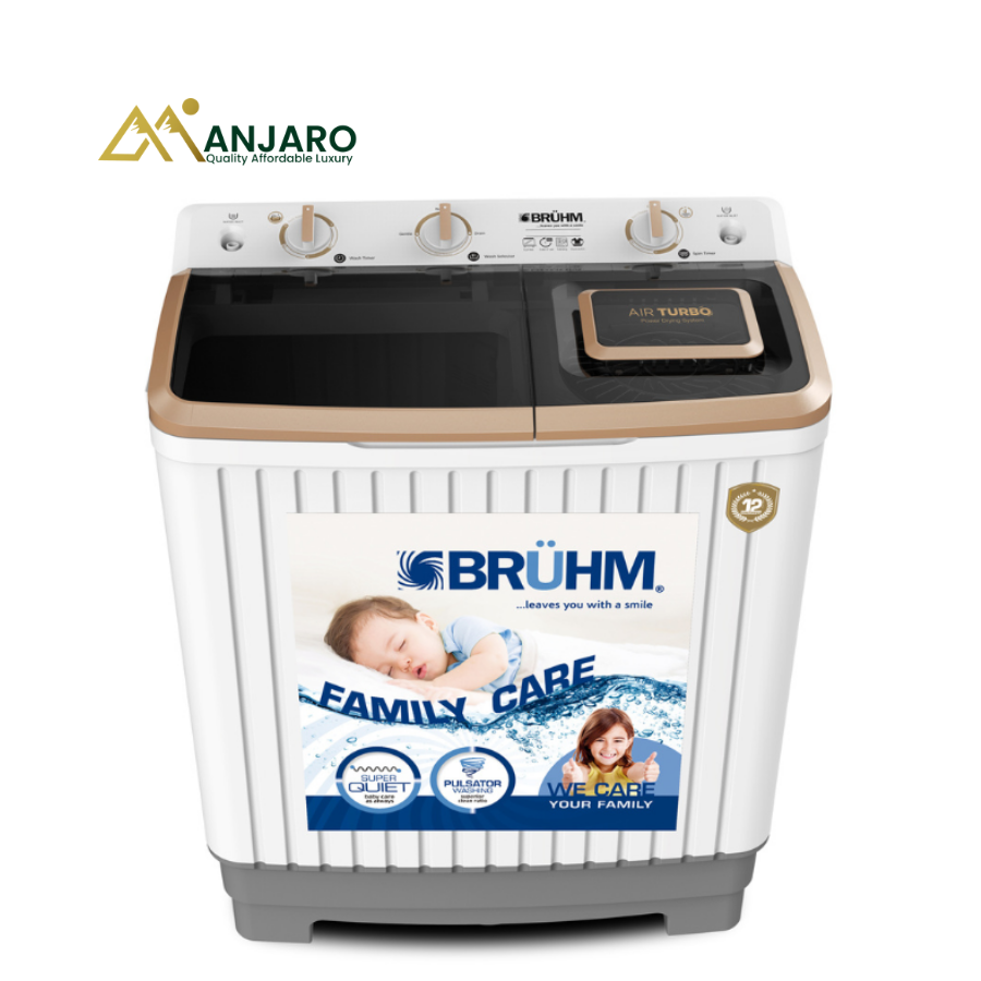 BRUHM Washing Machine - Twin Tub, 8kg Capacity BWT-070G