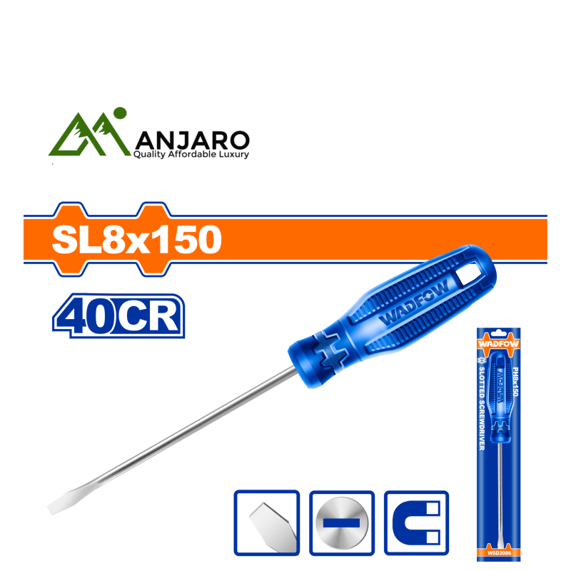 Wadfow WSD3286 Slotted Screwdriver – 8.0mm x 150mm
