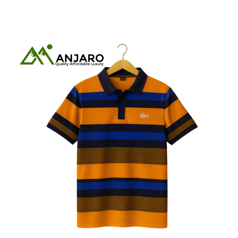 Turkish Heavy Striped vertical Lacoste Polo – Premium Comfort, Bold Casual Style