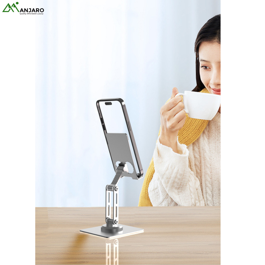 Aluminum Alloy Rotating Mobile & Tablet Holder – Three-Axis Adjustable Foldable Desktop Stand for Hands-Free Viewing(shipping fee included)