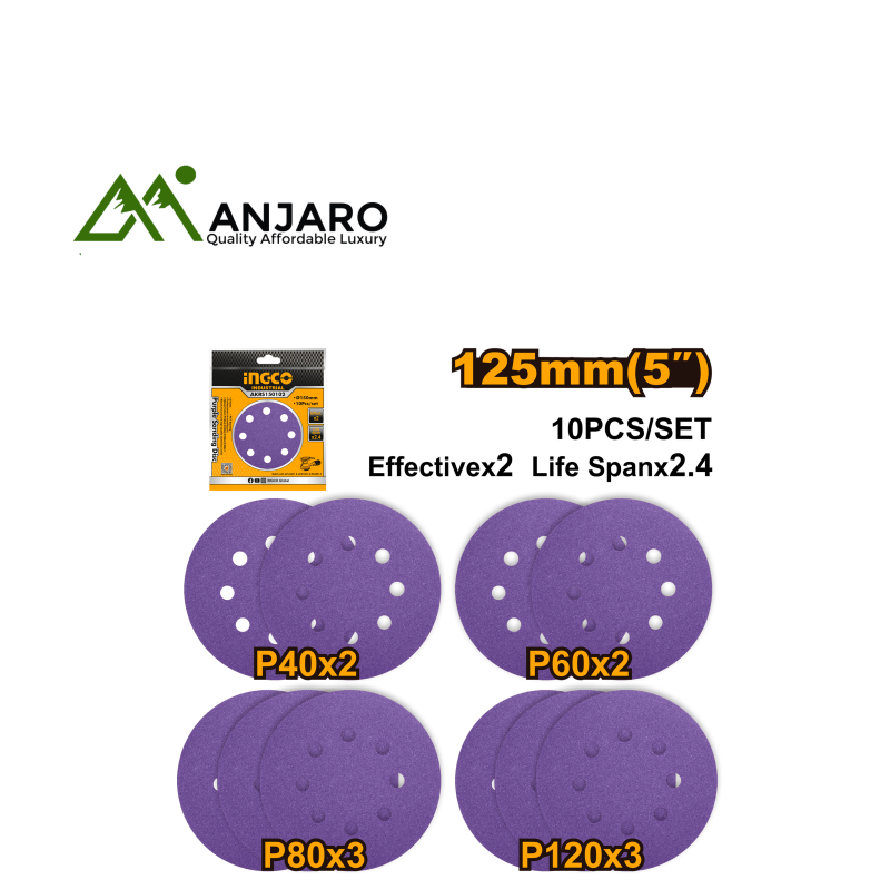 Ingco AKRS125101 Purple sanding disc