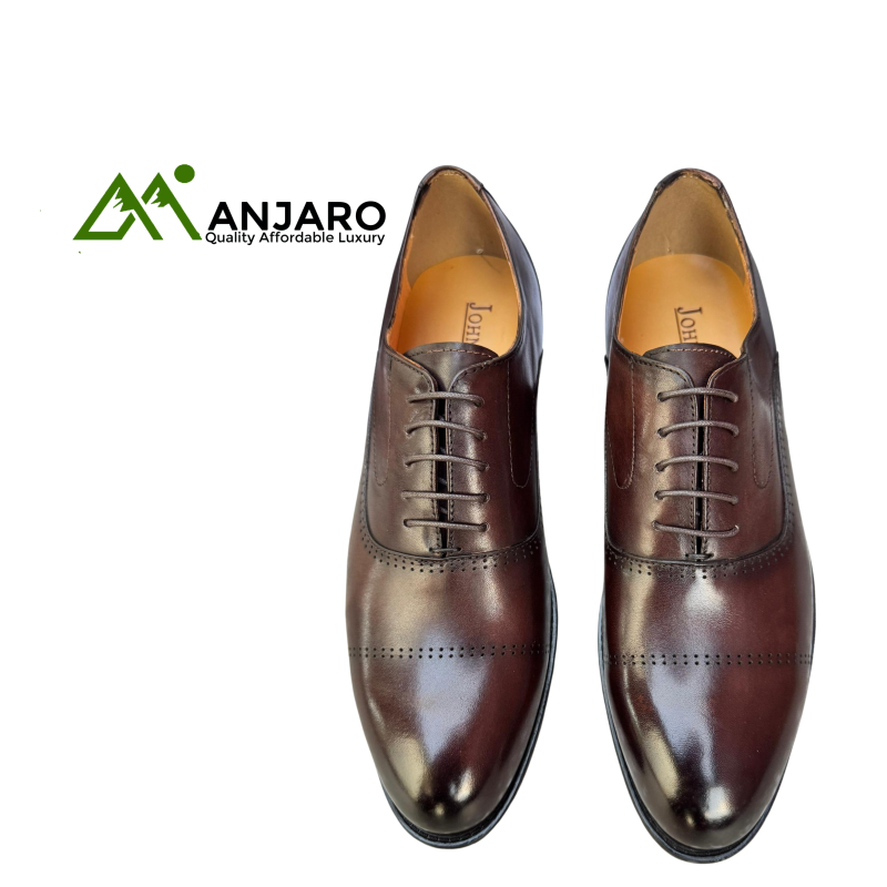 John Foster Brown Leather Oxford Brogues - Full Grain Finish | Timeless Executive Footwear | Classic & Refined Style