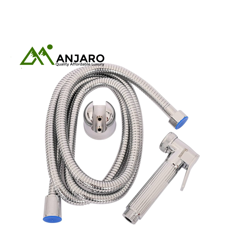 T-UK 6 Shattaf Set XLF 202 – Silver Handheld Bidet Sprayer with Hose & Holder