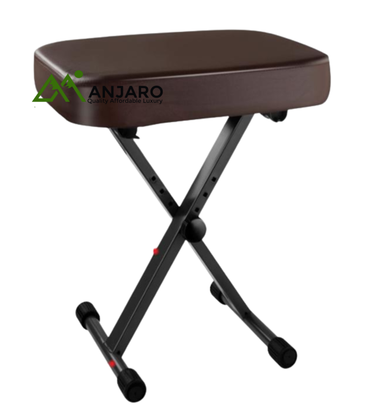 Asanasi PB-H Four-Range Thickened Electric Organ Stool – Matte Iron Frame with PU Leather Seat (46×36cm)