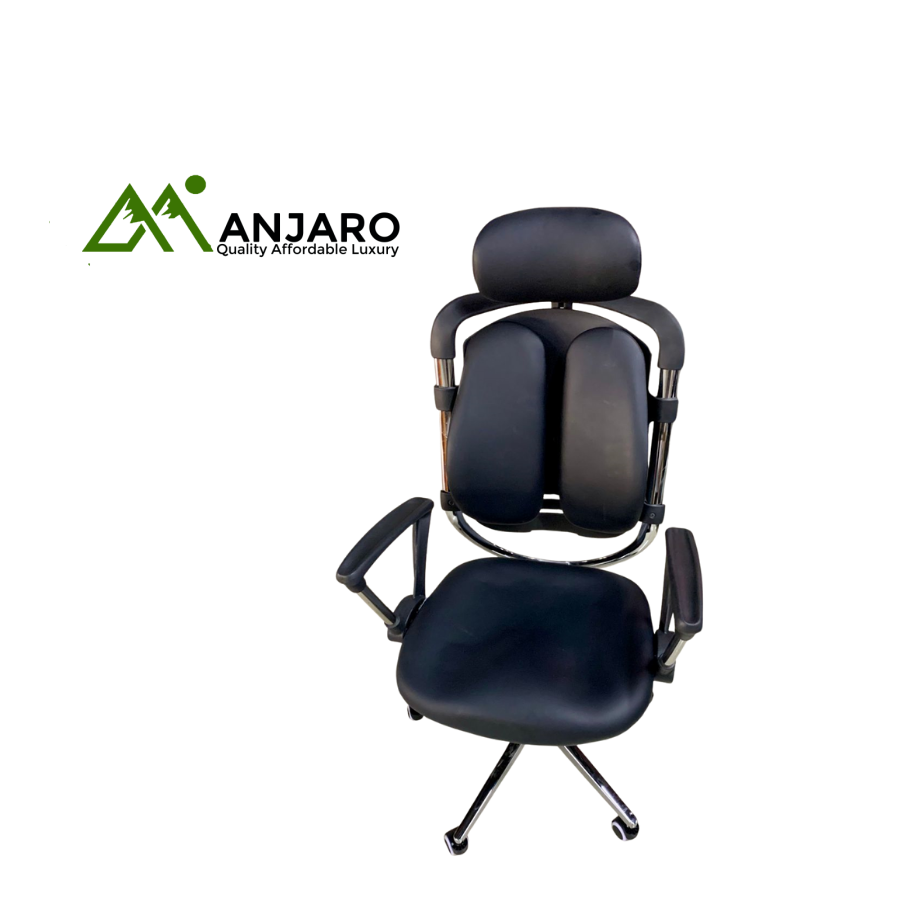 Ergonomic Split-Back Office Chair with Headrest & Lumbar Support – Adjustable Swivel Design