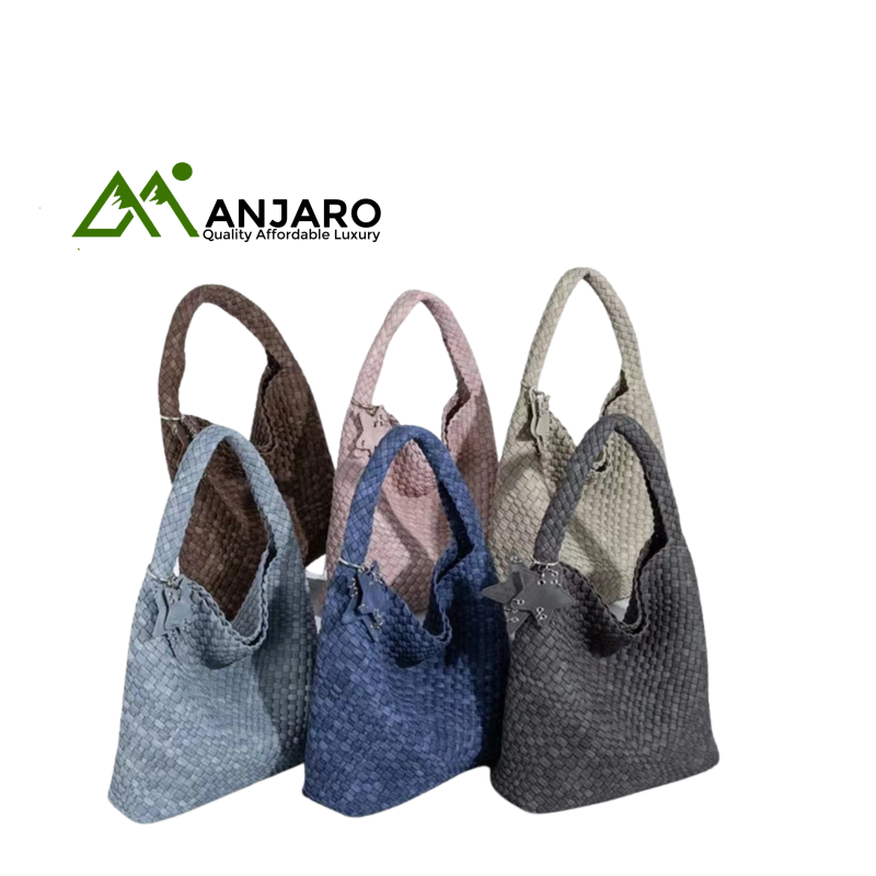 BADI Handmade Quilted PU Leather Sling Bag – Geometric Braid Shoulder Purse with Zipper & Polyester Lining