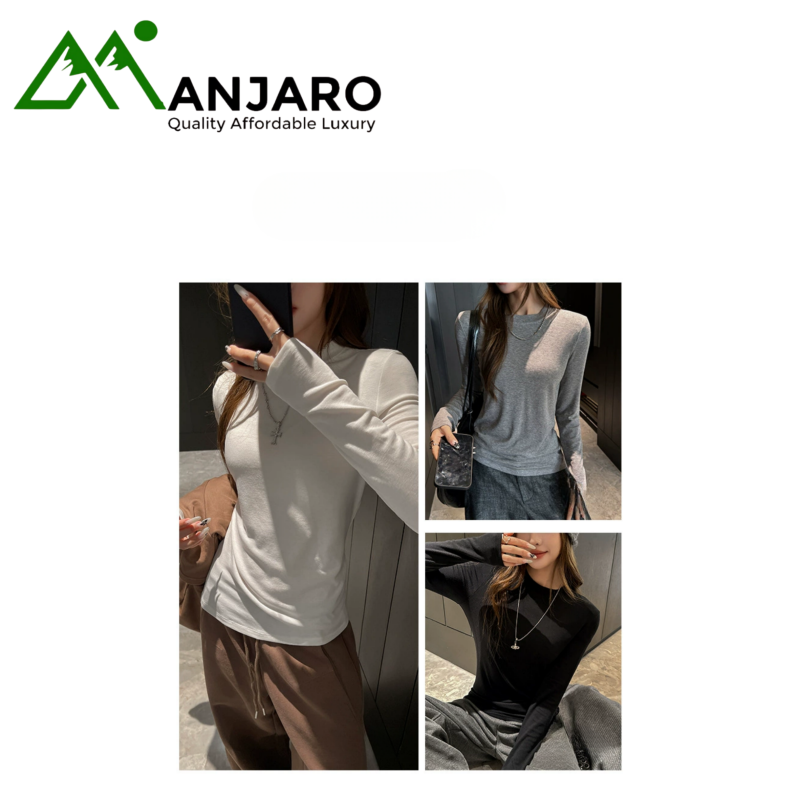 Tencel Wool Long Sleeve Slim Fit Women’s Top (Shipping fee included)