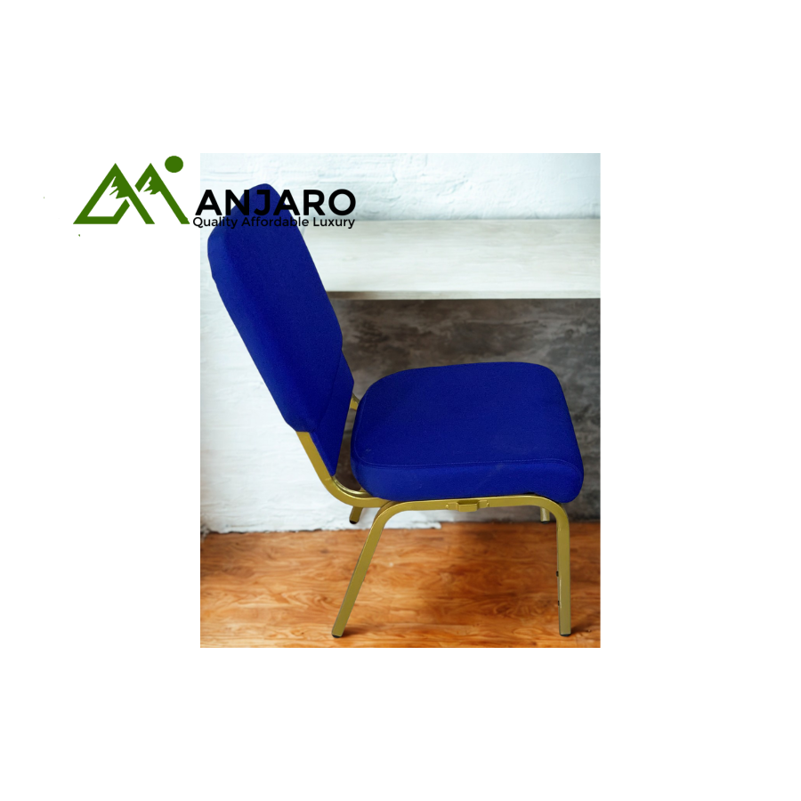 Event Pro Commercial Grade Stacking Chair - Vibrant Blue Fabric and Durable Gold Frame (Bulk/Single)