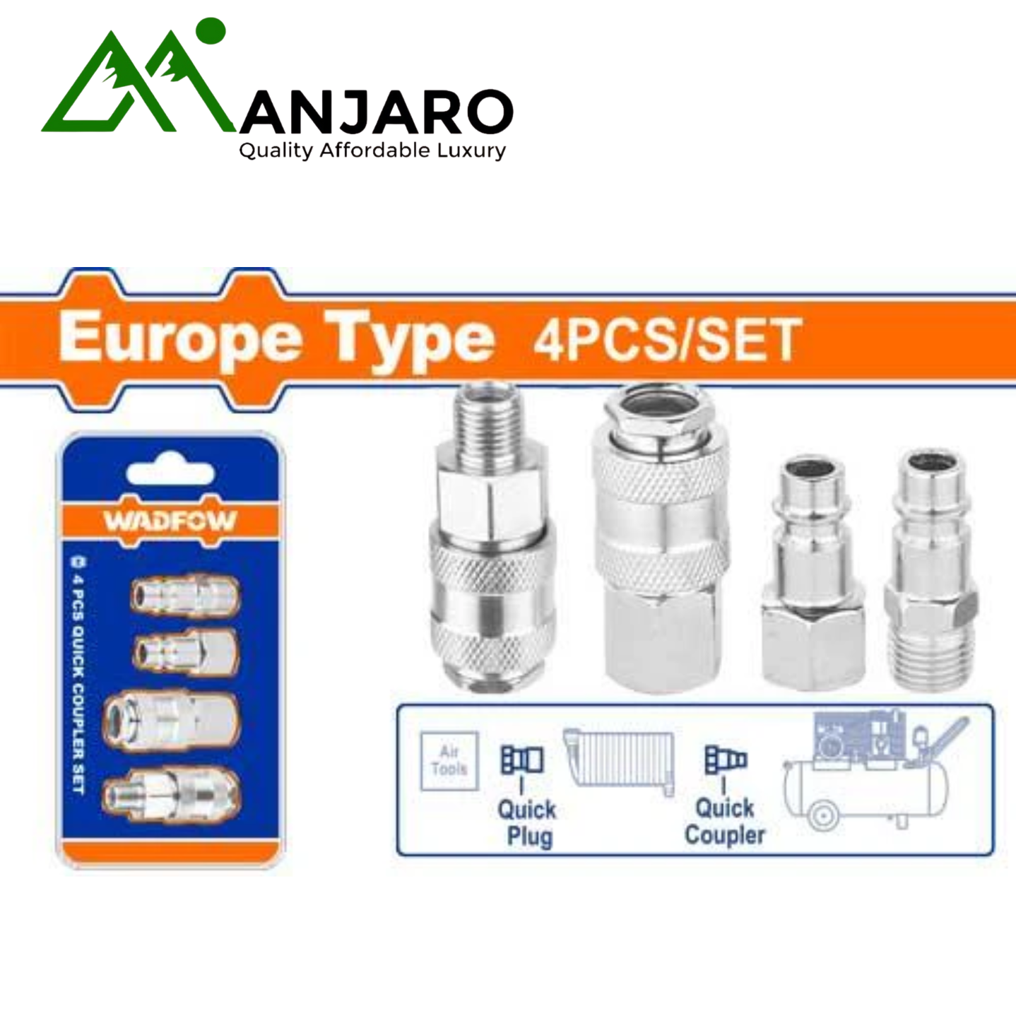WQP4670 4 Pcs Air Coupler & Plug Set