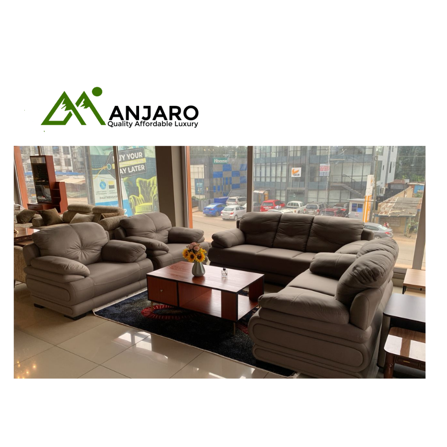 Evergreen Serenity Modern Green Fabric Sofa Set - Stylish Wood Trim & Contemporary Comfort (4-Piece)