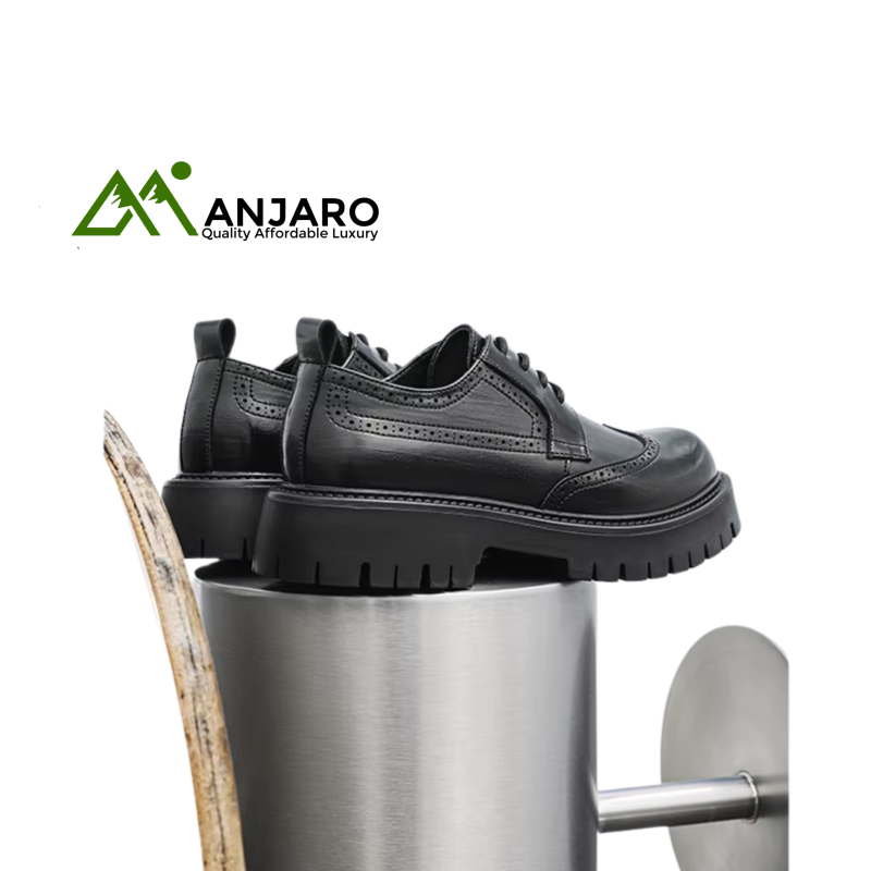 Men’s Round Toe Leather Formal Business & Wedding Shoes – Lace-Up/Slip-On Platform Loafers with Height-Increasing Comfort