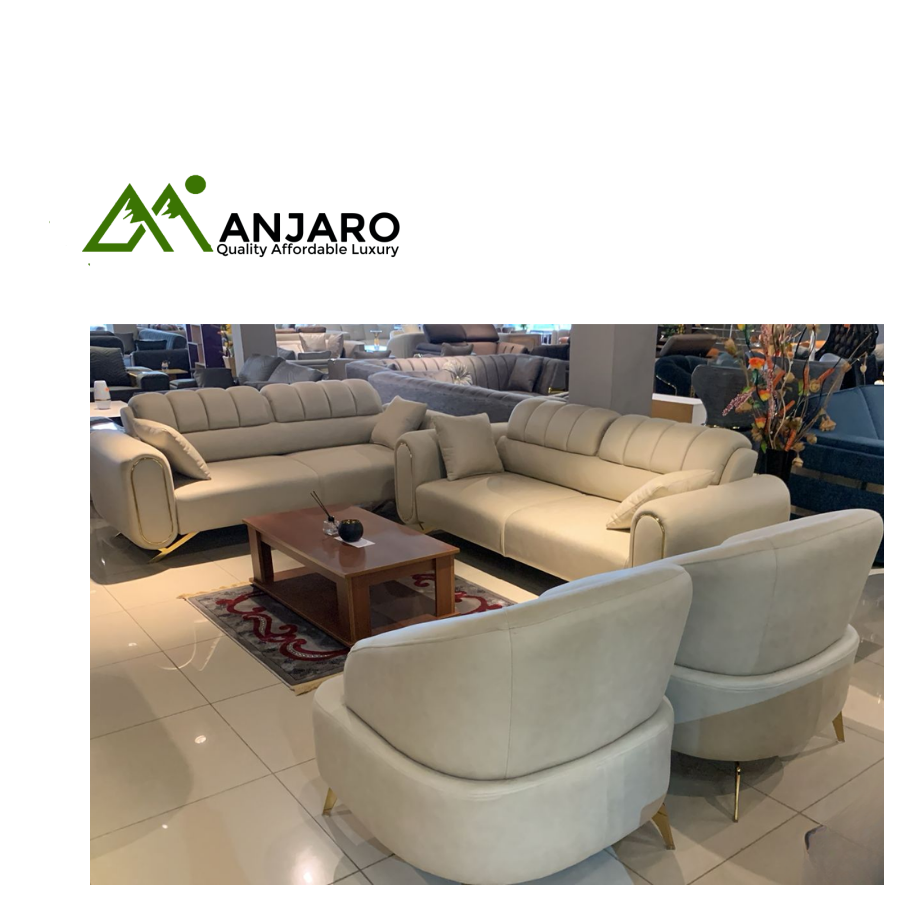 Contemporary Cream 4-Piece Sofa & Armchair Set with Gold Legs – Elegant Comfort and Modern Living