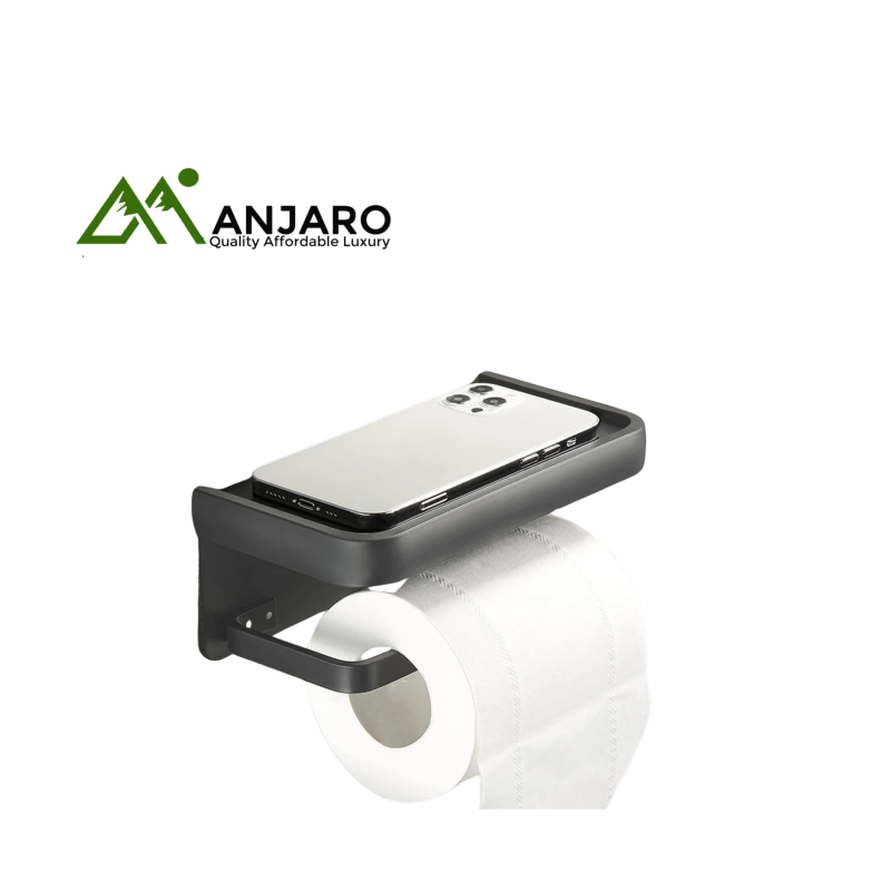 PM-BLACK & CHROME TOILET ROLL HOLDER