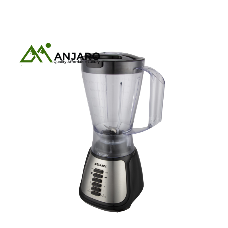 BRUHM Blender BBP-15500PPB – 1.5L, 6 Speeds, 500W Copper Motor, Stainless Steel Panel, Black & Silver