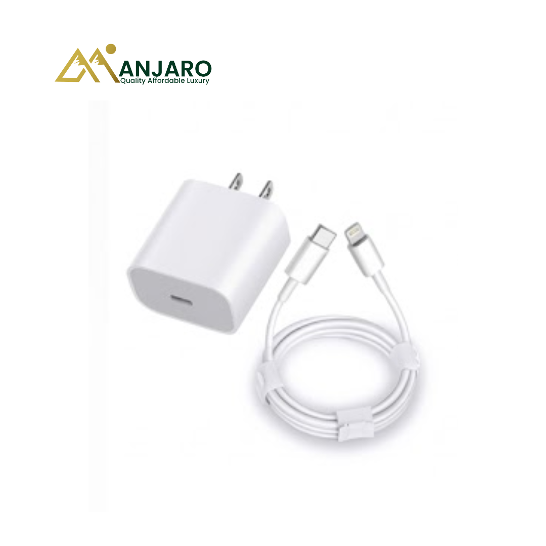 iPhone Fast Charger 2-Pin Complete Set – iPhone X to 14 Pro Max | Lightning Cable & Power Adapter