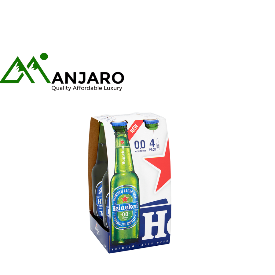 Heineken 0.0 Alcohol-Free Beer – Pack of 4 (330ml Each) | Refreshing Malt Taste with Zero Alcohol