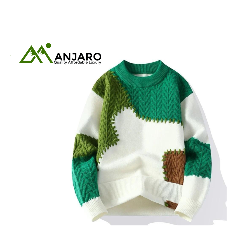 Harajuku Patchwork Knitted Sweater | Cozy Color Block Pullover for Bold, Unmatched Street Style