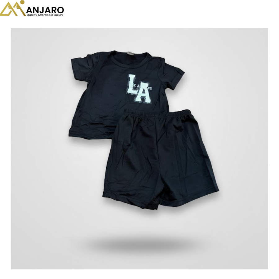 Baby Boys Black “LA” T-Shirt & Shorts Set – 2 Piece Outfit (18–24 Months)