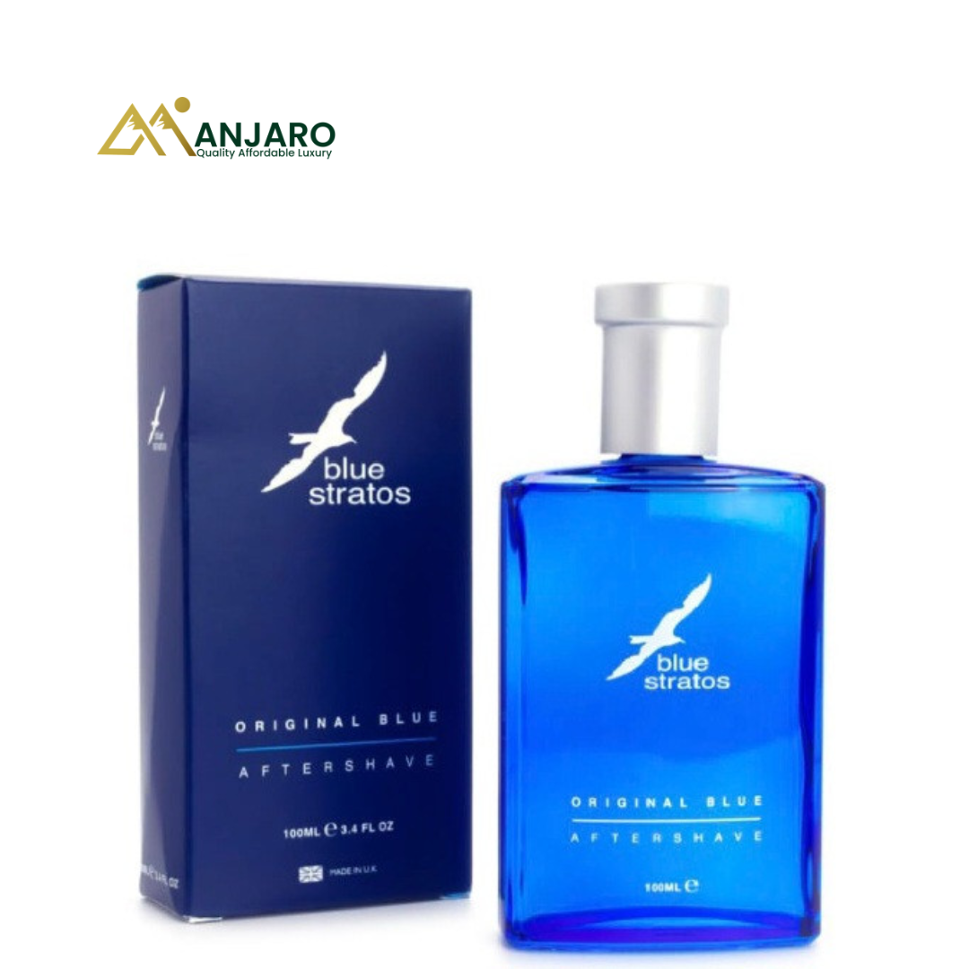 Blue Stratos Original Blue Aftershave – 100ml (3.4 FL OZ) – Classic Refreshing Post-Shave Splash