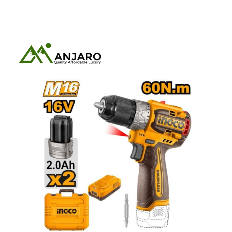 Ingco CDLI16682 Compact brushlesscordless drill