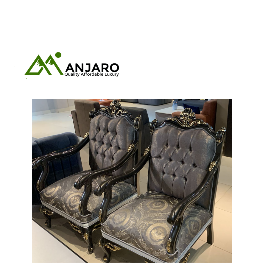 Royal Heritage of Antique Throne Armchairs - Tufted Velvet & Masterfully Carved Frame