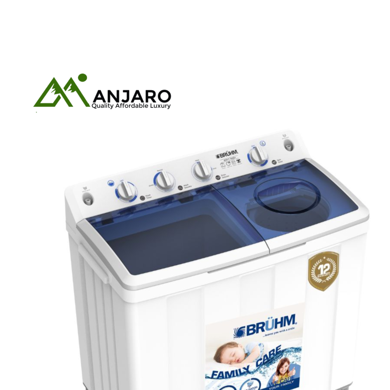 BRUHM Washing Machine BWT-120G - Twin Tub, 12kg Capacity