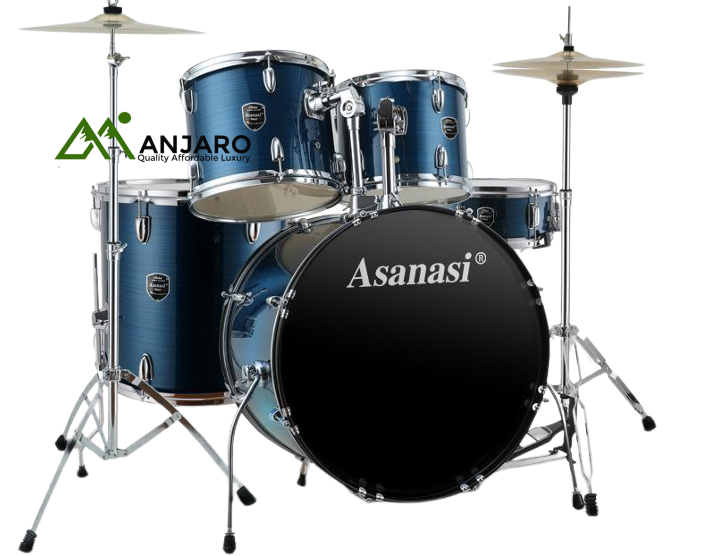 ASANASI Q900 5-Piece Drum Set with Cymbals & Throne – Double-Layer Oil Leather Skins & R70 Alloy Cymbals