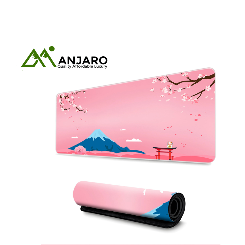 Ink Painting Peach Tree Colorful City Large Keyboard Mouse Pad